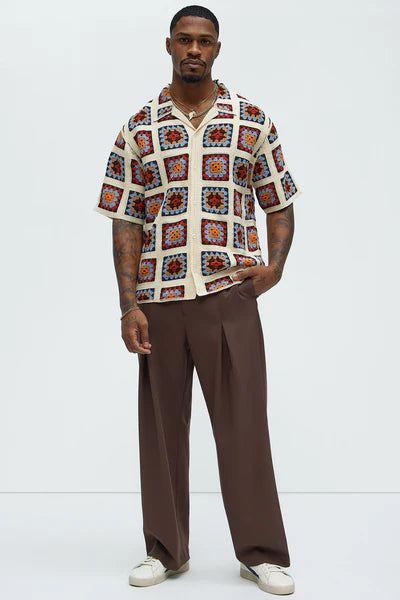 Ronan High Waisted Pleated Trousers - Brown