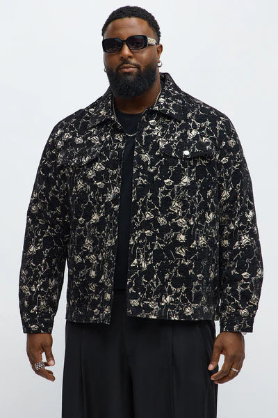Wild Rose Tapestry Trucker Jacket - Black/combo