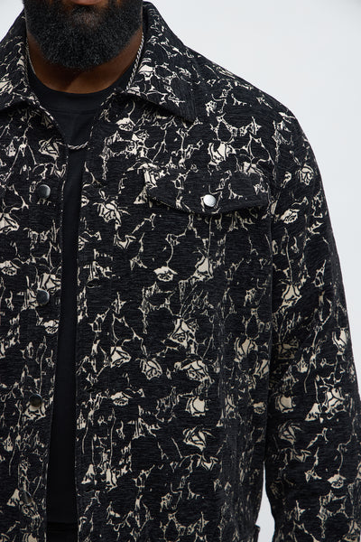 Wild Rose Tapestry Trucker Jacket - Black/combo