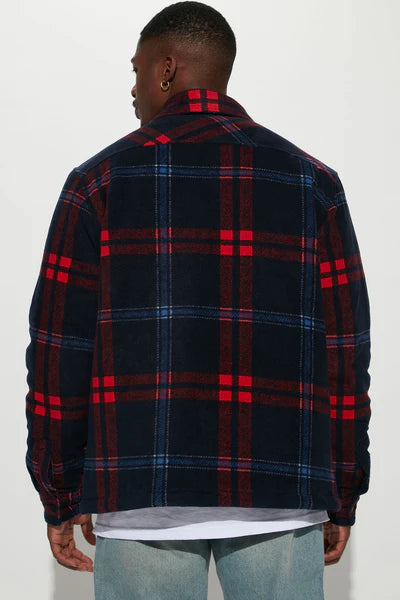 New Look Flannel Shacket - Navy/Red