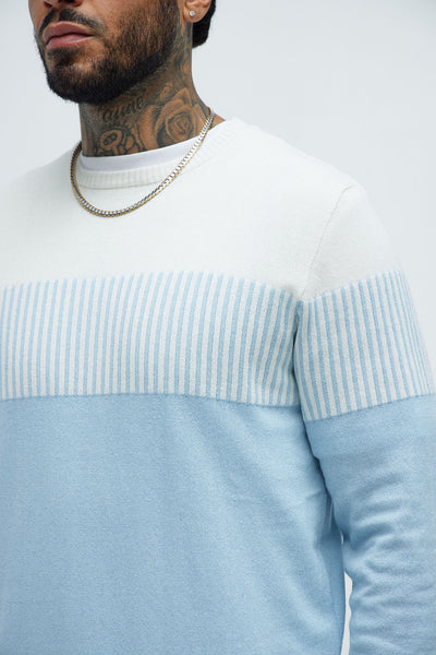 Don't Cross The Line Crewneck Sweater - Blue/combo