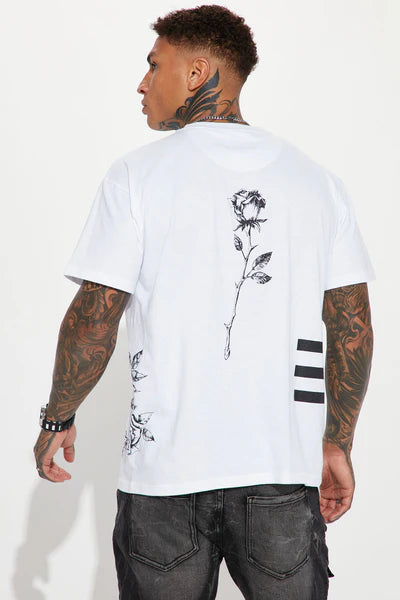 Black Roses Short Sleeve Tee - White