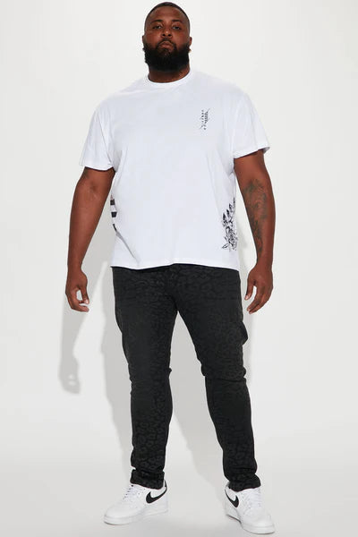 Black Roses Short Sleeve Tee - White