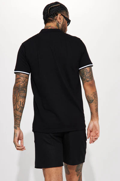 Strikeout Short Sleeve Polo - Black