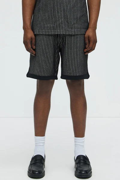Devin Crochet Contrast Trim Shorts - Black/combo