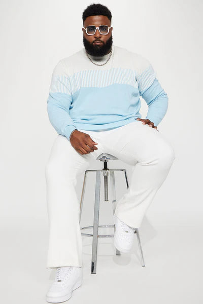 Don't Cross The Line Crewneck Sweater - Blue/combo