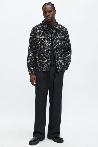 Wild Rose Tapestry Trucker Jacket - Black/combo