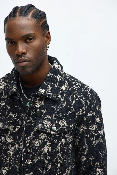 Wild Rose Tapestry Trucker Jacket - Black/combo