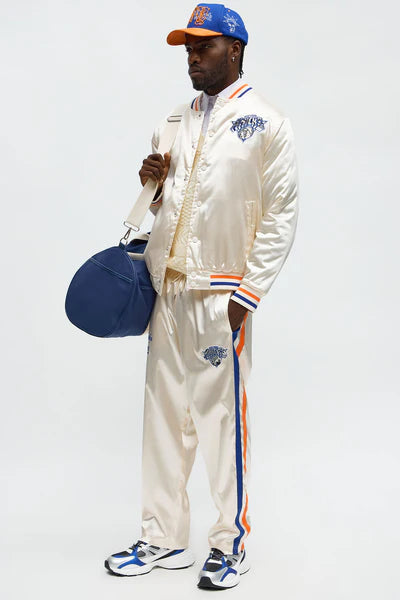 Knicks Night Drift Satin Straight Pants - Off White/combo
