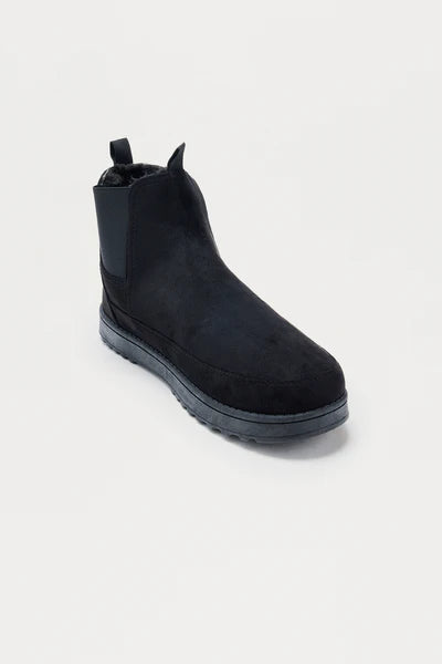 Faux Suede Chelsea Boot - Black